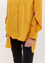 חולצה גברית אסימטרית שרוול פתוח חרדל