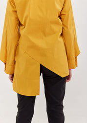 Mustard open sleeve asymmetrical men's shirt