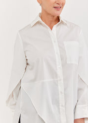 White open sleeve asymmetric men's shirt