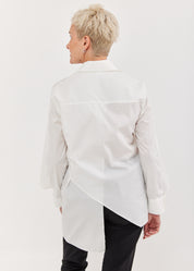 White open sleeve asymmetric men's shirt