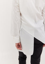 White open sleeve asymmetric men's shirt