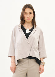 עליונית שרוול 3/4 רוכסן אלכסוני אפור בהיר