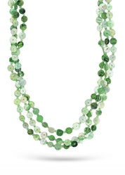 שרשרת עבודת יד שורות צדפים עגולים ירוק כהה