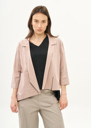 עליונית שרוול 3/4 רוכסן אלכסוני ורוד