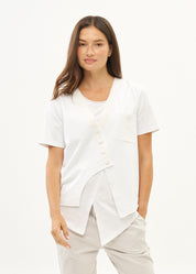 עליונית טריקו שילוב סרט לבן