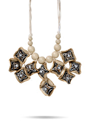 Handmade flower necklace, recycled paper, silver