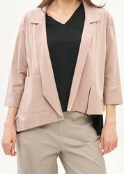 עליונית שרוול 3/4 רוכסן אלכסוני ורוד