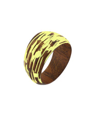 Yellow combed painted wooden bracelet
