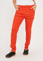 Orange rubber top tight pants