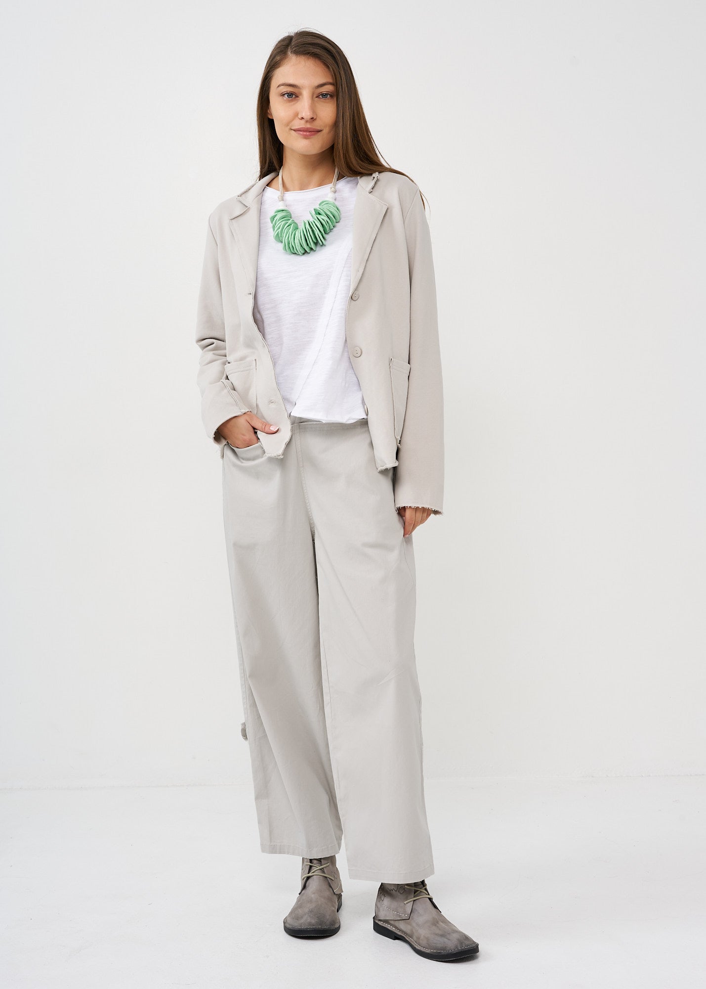 בלייזר תפרים חיצוניים אפור בהיר