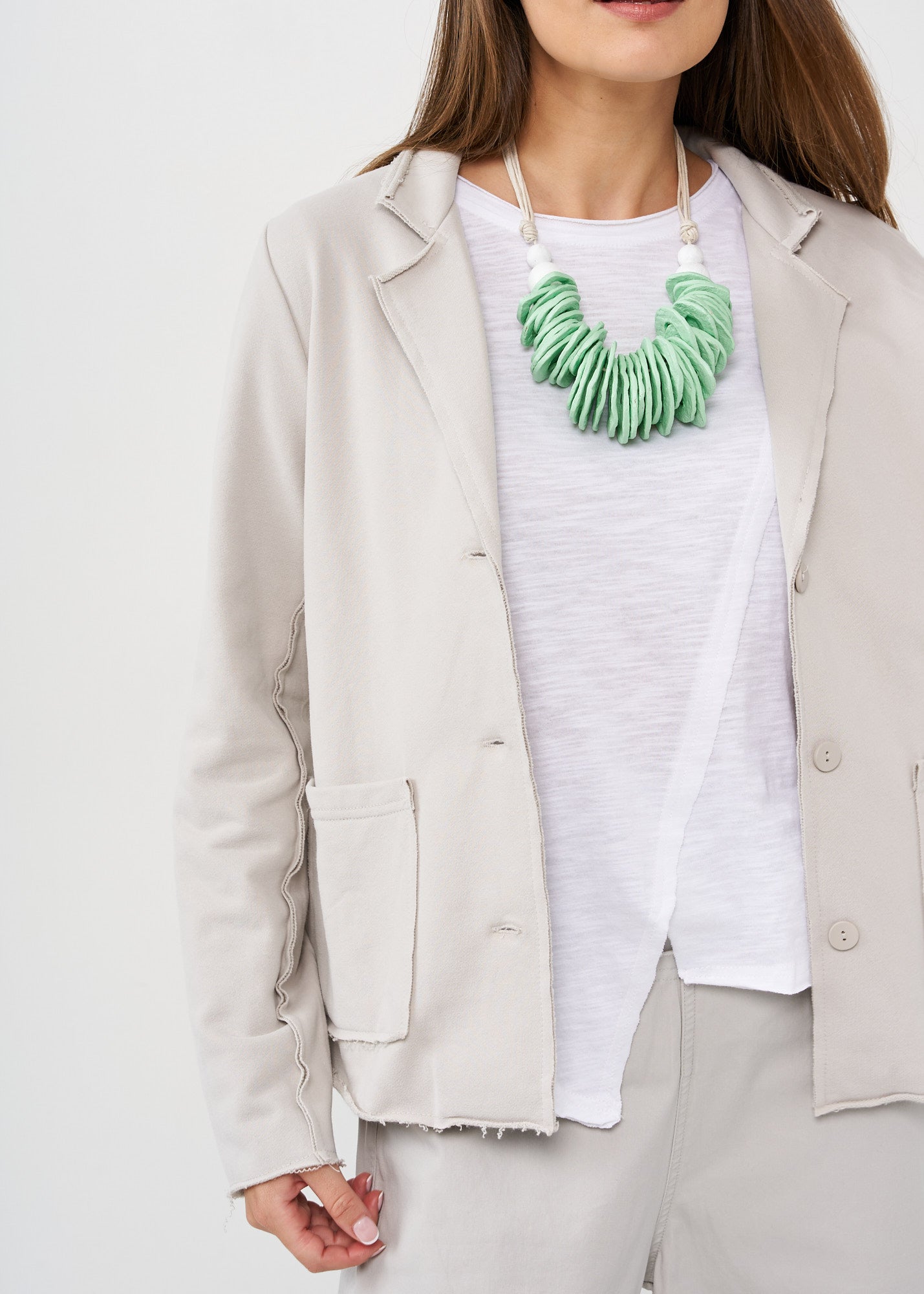 בלייזר תפרים חיצוניים אפור בהיר