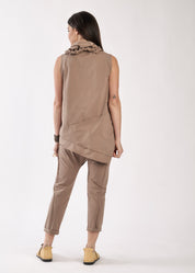 Boy pants 3/4 with stitching and rubber on the back brown