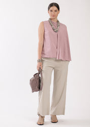 Pink half-fleece tank top