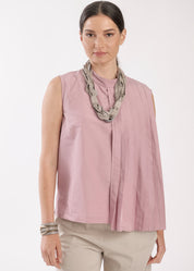 Pink half-fleece tank top
