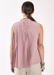 Pink half-fleece tank top