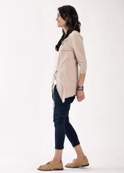 Top with side zip and double pocket beige