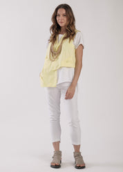 Yellow asymmetric vest with pockets