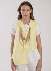 Yellow asymmetric vest with pockets