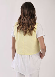 Yellow asymmetric vest with pockets