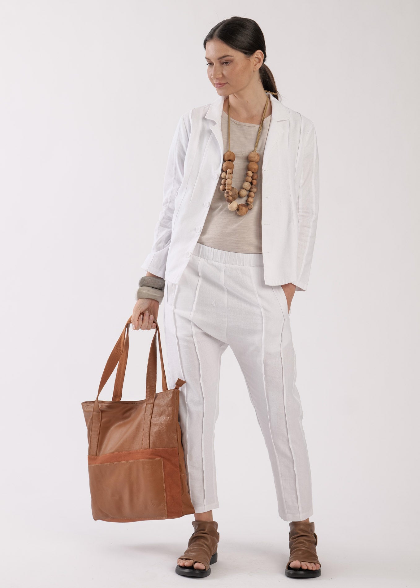 White linen suit pants