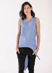 גופיה ארוכה שפיץ ארוך קדימה מאחור קצר כחול