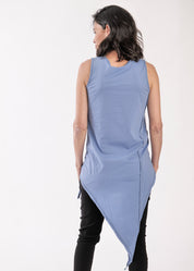 גופיה ארוכה שפיץ ארוך קדימה מאחור קצר כחול