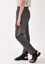 מכנס שקי פשתן תיפורים מרובעים אפור