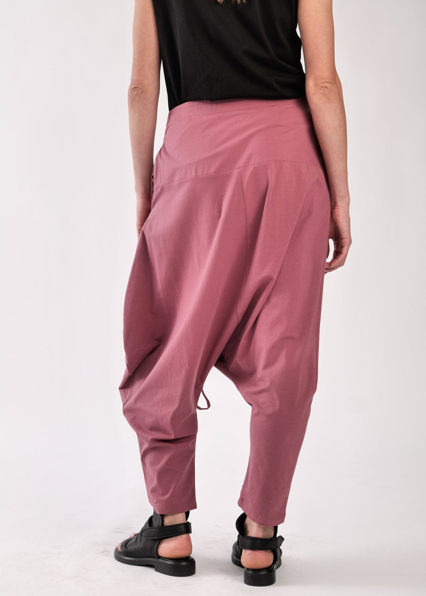 מכנסיים שקי עם כיווץ ורוד