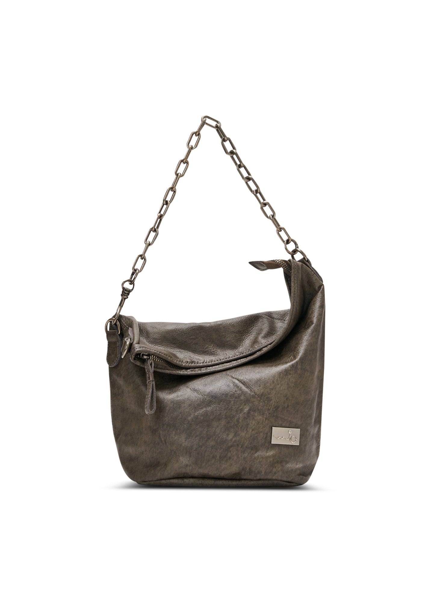 Leather Handbags Mia Bag Rouches Brown Leather Evening Bag With