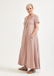 Pink V-neck short sleeve dress