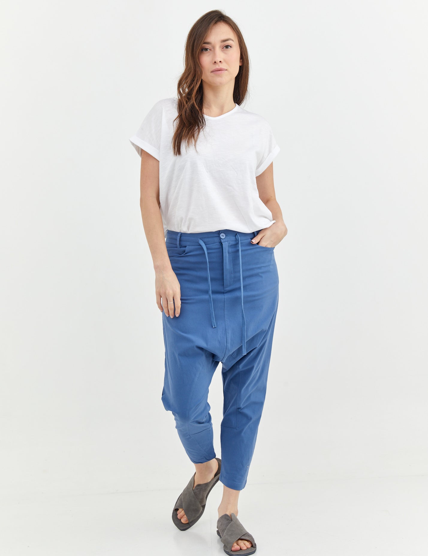 מכנסי שקי עם שרוך כחול