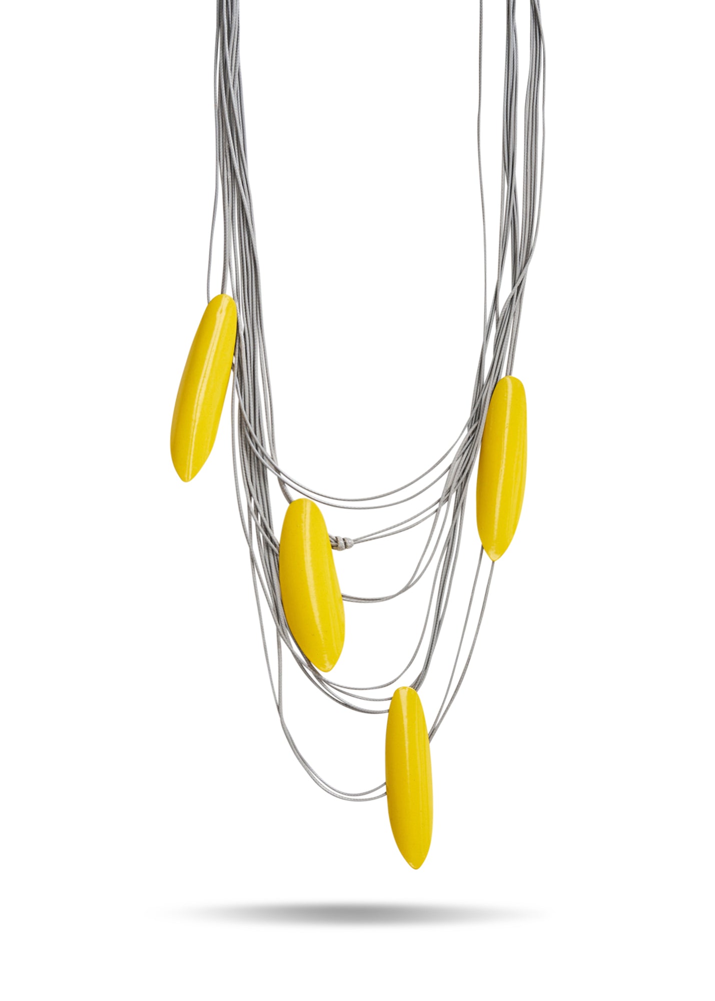 Yellow wire chain and elliptical discs