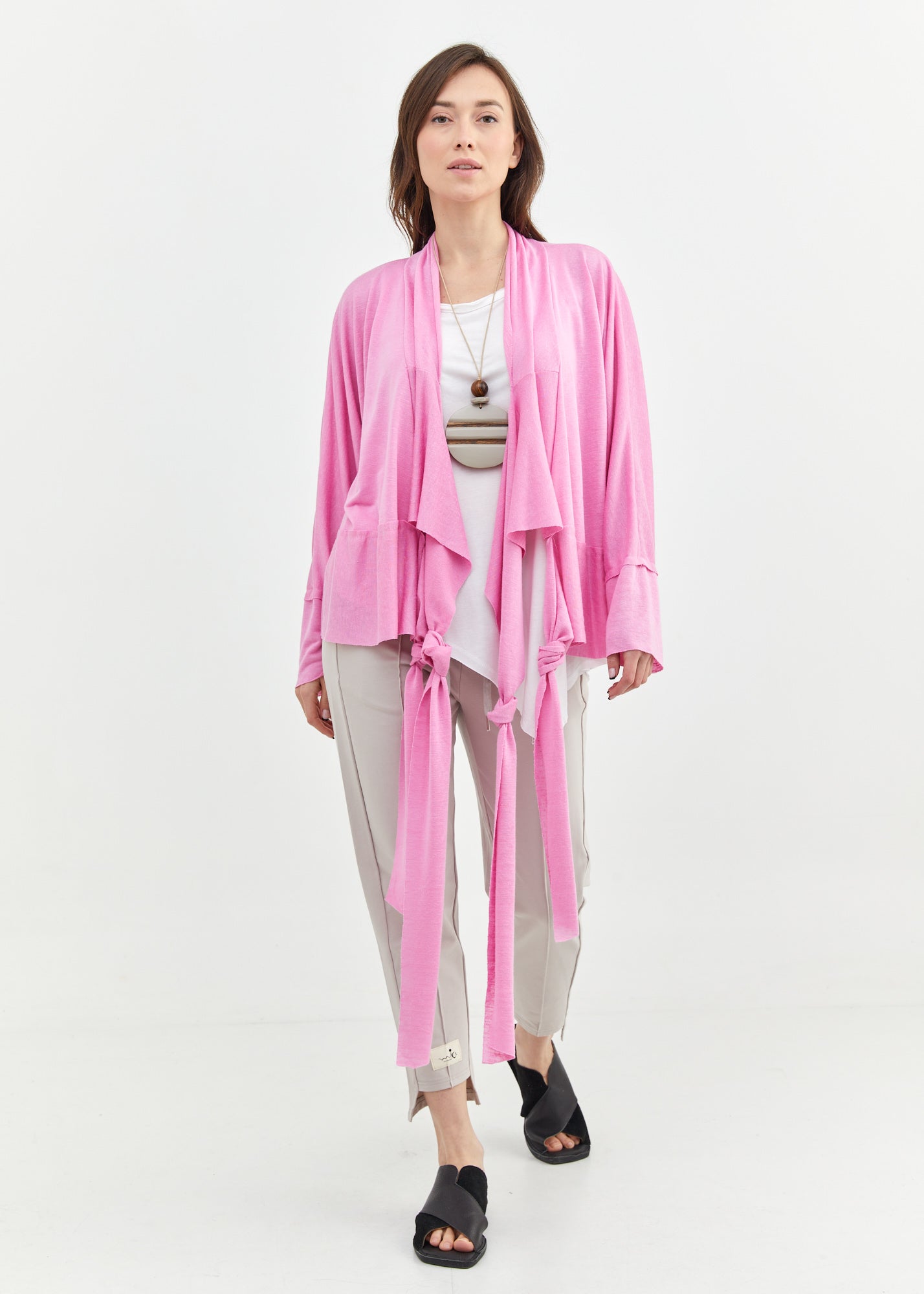 עליונית סלאב פשתן עם חתכים ורוד פוקסיה