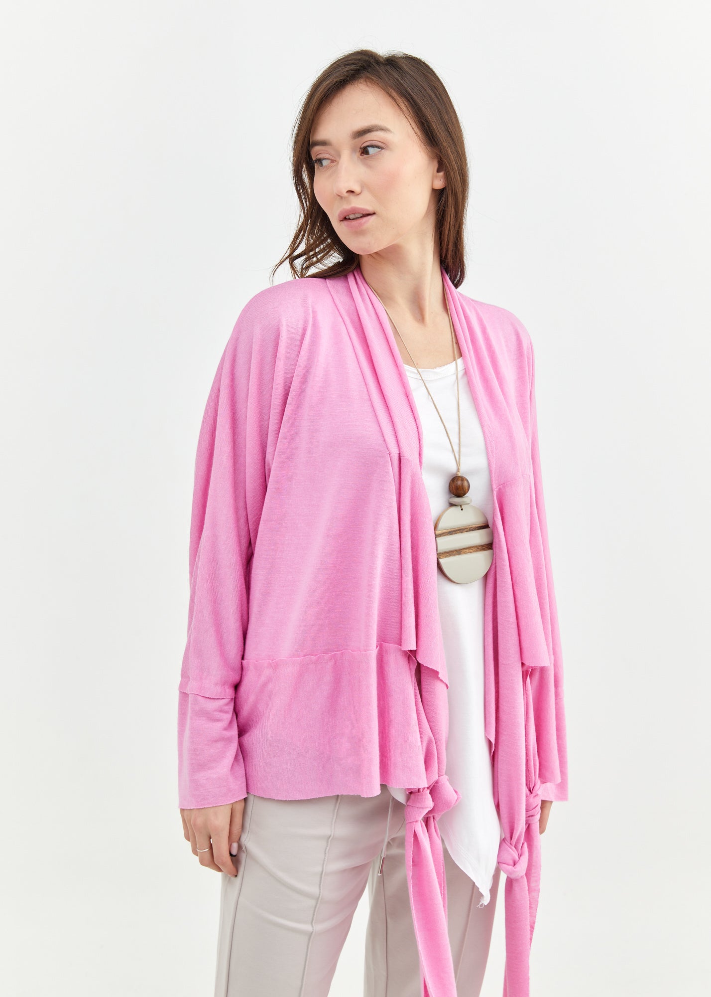 עליונית סלאב פשתן עם חתכים ורוד פוקסיה