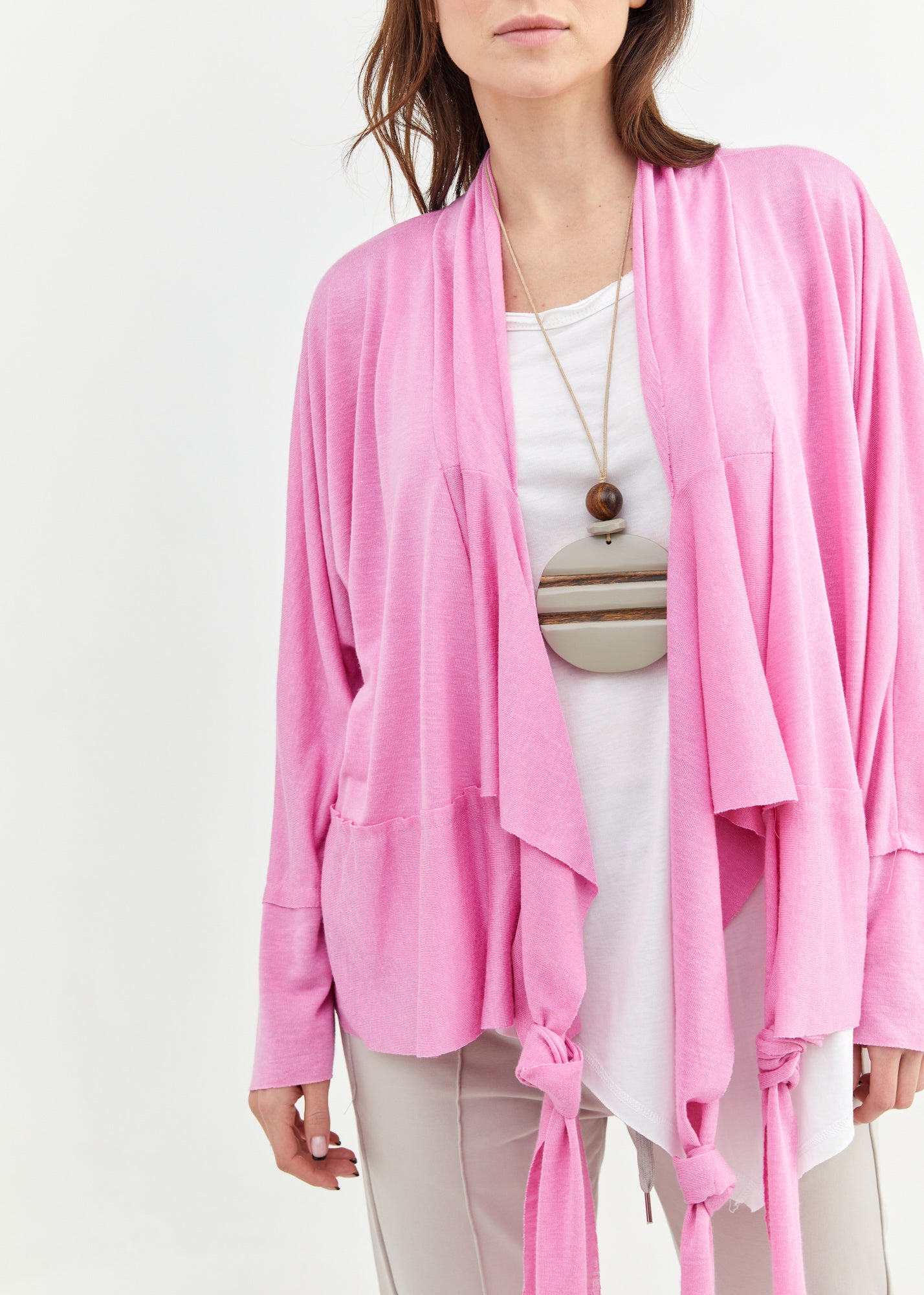 עליונית סלאב פשתן עם חתכים ורוד פוקסיה