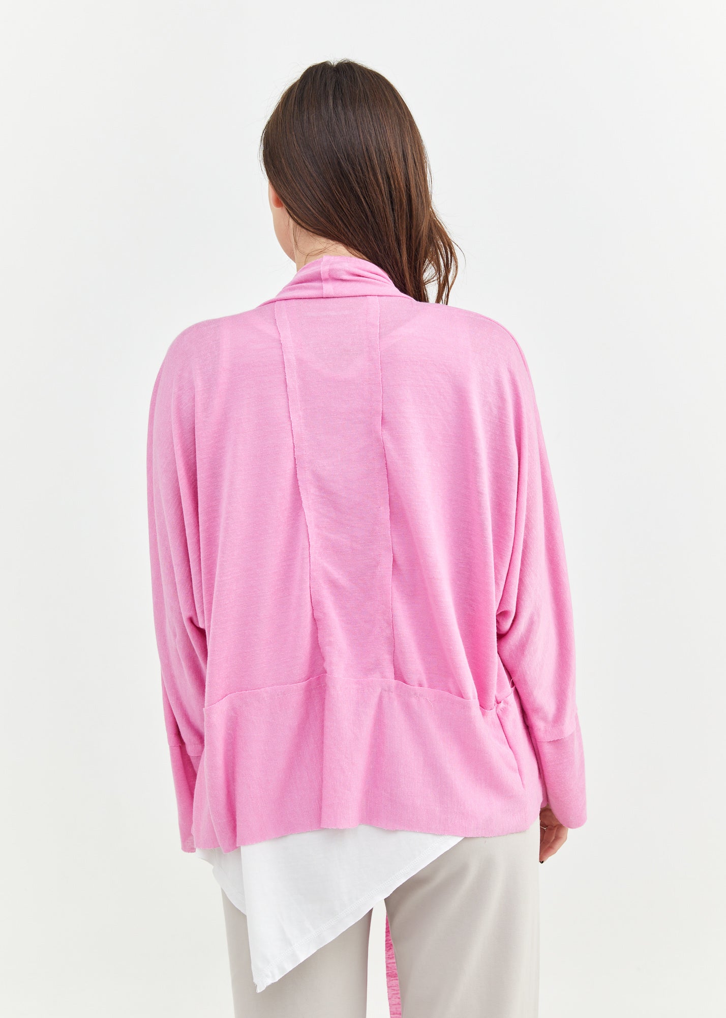 עליונית סלאב פשתן עם חתכים ורוד פוקסיה