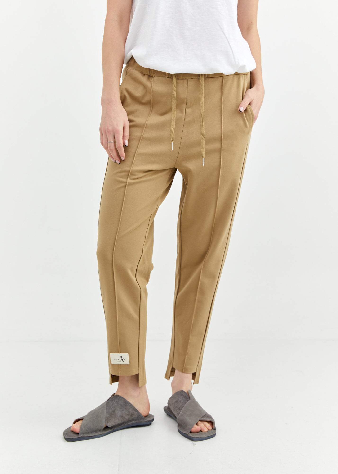 Pants seam in the middle and a brown patch