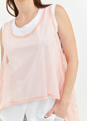 Pink long back mesh tank top