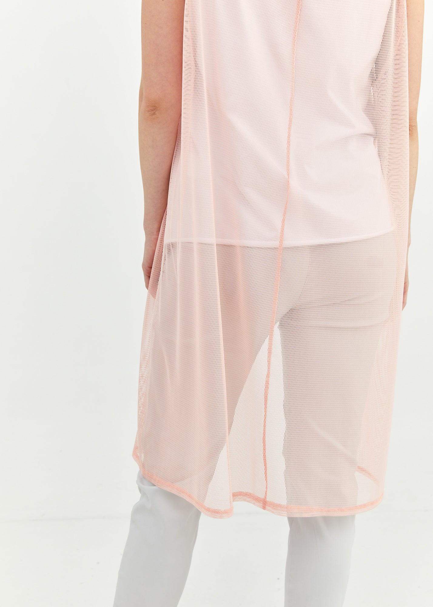 Pink long back mesh tank top