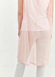 Pink long back mesh tank top