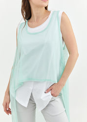 Light green back long mesh tank top