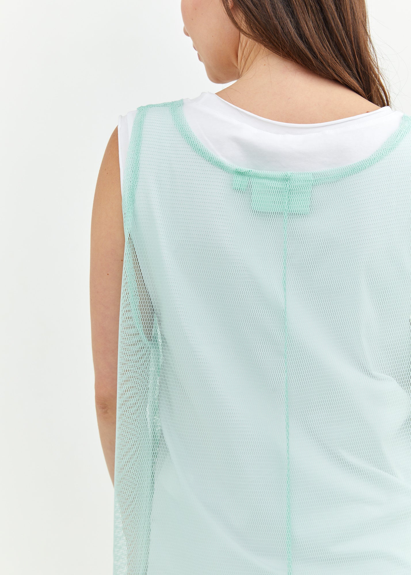 Light green back long mesh tank top