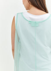 Light green back long mesh tank top