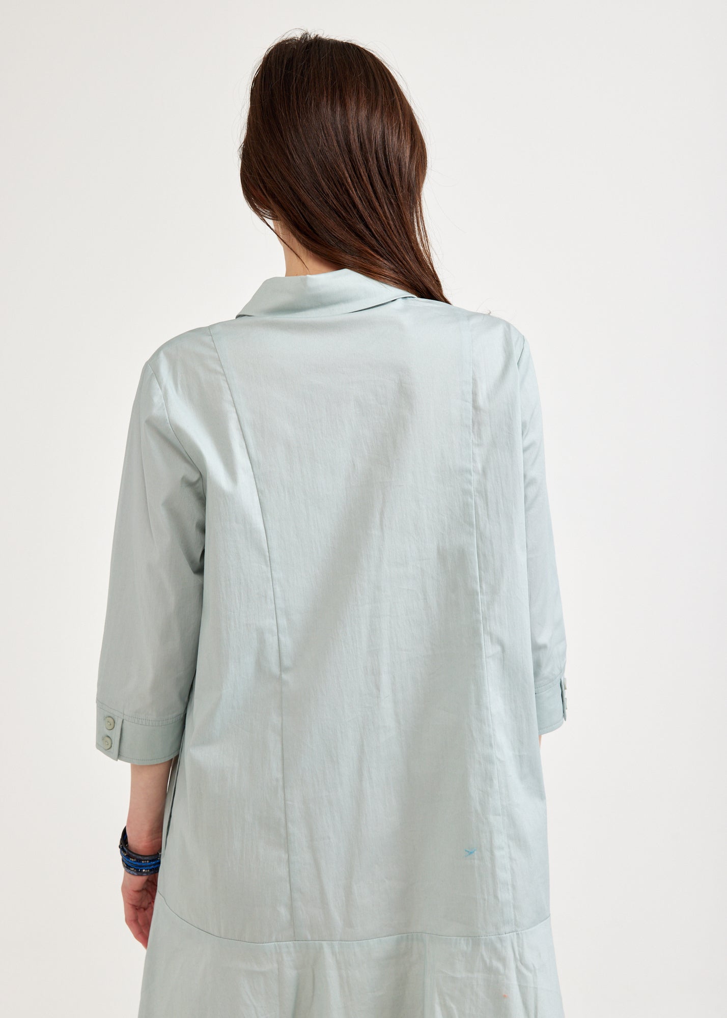 Green island cut half button dress