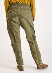 מכנסיים שילוב שני בדים עם כפתורים ירוק