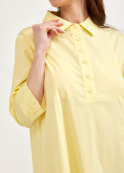 Yellow island cut half button dress