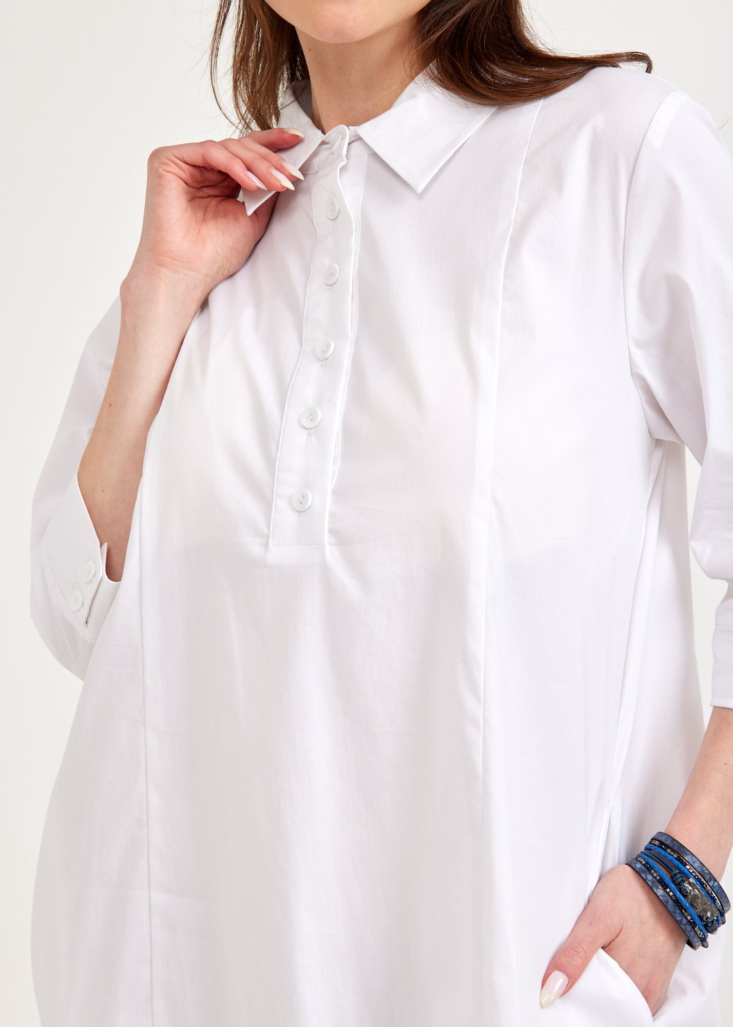 White island cut half button dress