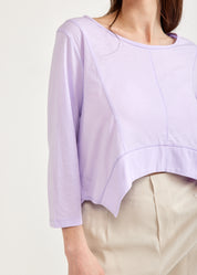 Фиолетовая рубашка с рукавом 3/4 и закругленным концом
