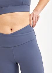 Dark blue two-stripe belt basic tights