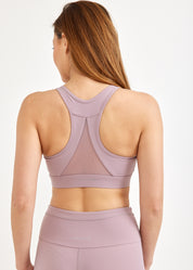 Pink mesh triangle training top
